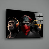 3 Wise Monkey Glass Wall Art  || Designer Collection | Insigne Art Design.